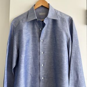 Pristine Stefano Ricci Linen Blend Button Down Shirt Size 16/41 EU